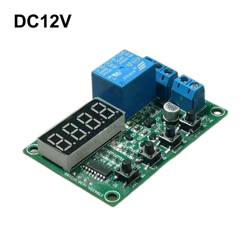 DC12V/24V 10A Cycle Time Relay Module MOS 4 Red Digital Display LED Digital Time Delay Relay 0.1S-999.9S On-off Time Relay Board Vue DC12V