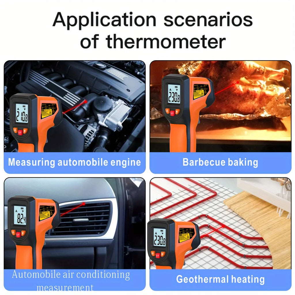 NJTY T600T600A Laser Temperature Gun Infrared Thermometer Sensor Handheld Non-contact IR LCD Industrial Pyrometer Digital 600 °C Vue