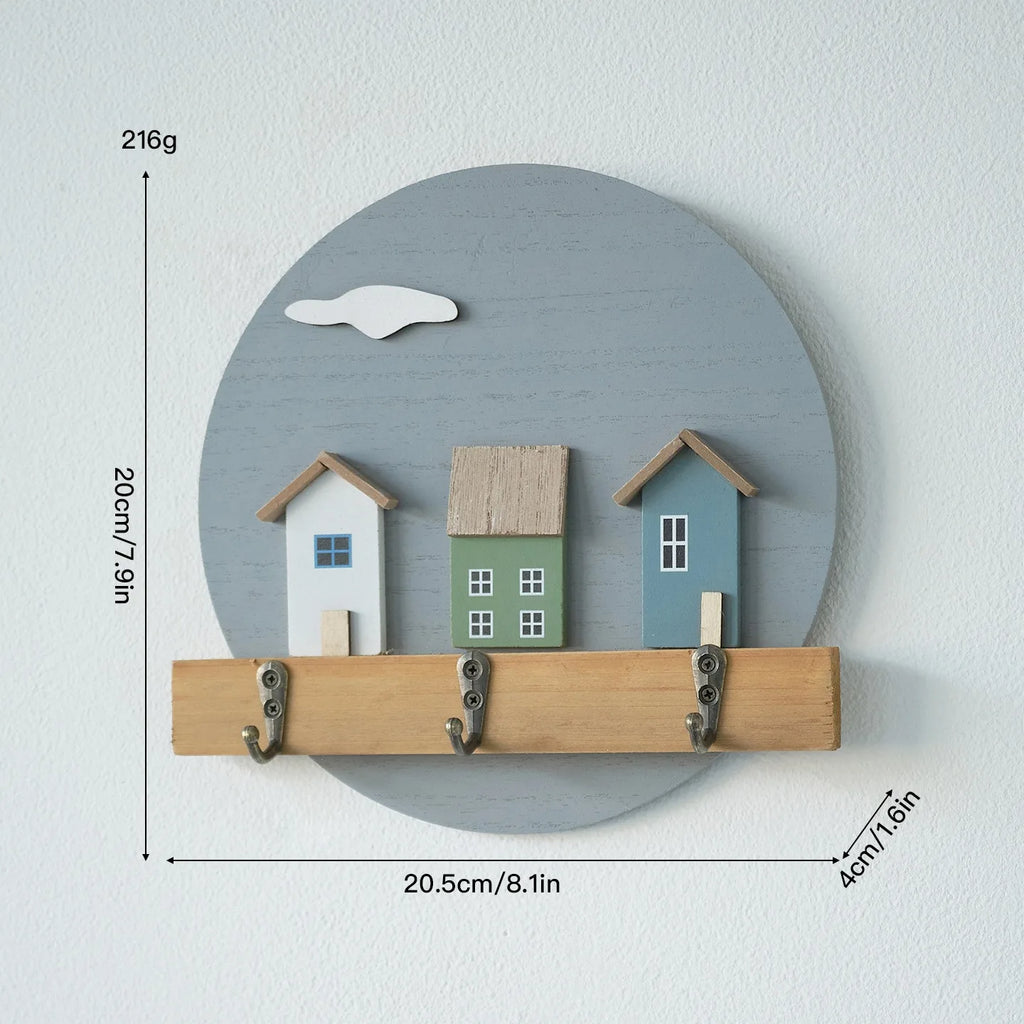 Wooden Wall Hanging Hook, No Punching Entrance Key Storage Rack, Modern and Simple Nordic Style Coat and Hat Rack Vue G