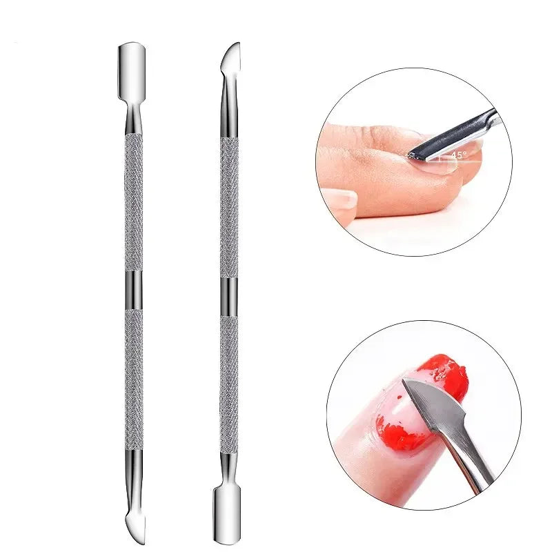 Remover Stainless Steel Double For Pedicure Dead Skin -ended Cuticle Pusher Push Manicure Nail Art Cleaner Care Tool Vue M269 12cm-GT-7