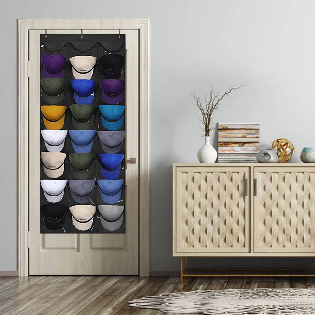 24 Pockets Hat Rack for Baseball Caps Hat Organizer Hanging Caps Storage Holder for Closet Wall Vue