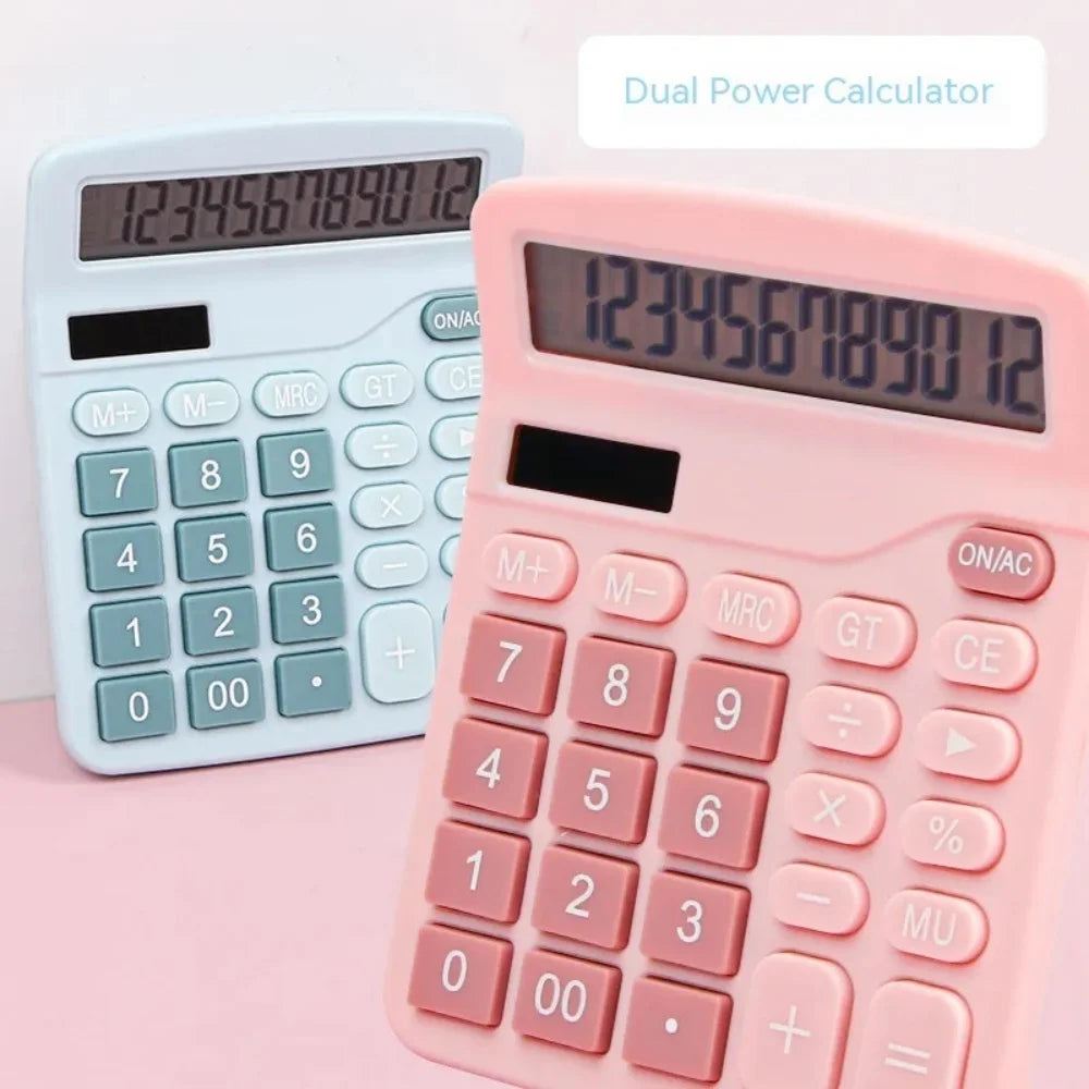 12 Digits Electronic Calculator Solar Calculator Dual Power Supply Calculator for Home Office School Financial Accounting Tools Vue