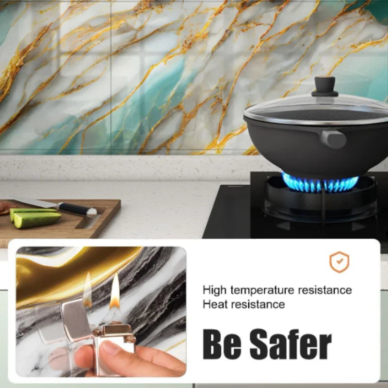 10PCS 30X30CM Faux Marble Wall Sticker Waterproof Oil Proof Self Adhesive for Kitchen Bathroom Tile Countertop Refurbishment Vue