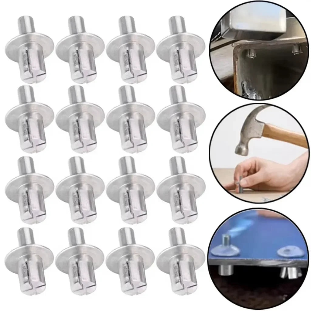 10-100PCS Aluminum Hammer Drive Rivets with Flat Round Head for Fast Metal to Plastic Fastening and Sheet Material Bonding Vue