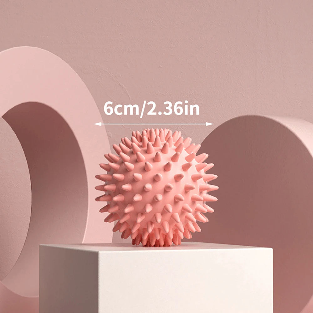 Spiky Hedgehog Massage Ball Deep Tissue Trigger Point Myofascial Release Muscle Pain Relief Yoga Shoulder Neck Foot Relaxation Vue Pink No plug