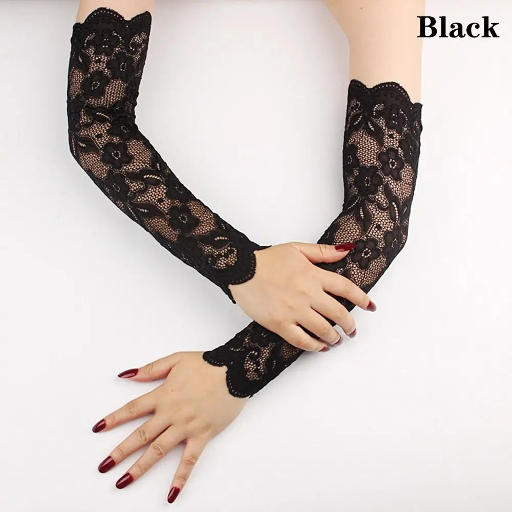 Summer Lace Thin Arm Sleeves Finger Mittens Fingerless Gloves Cycling