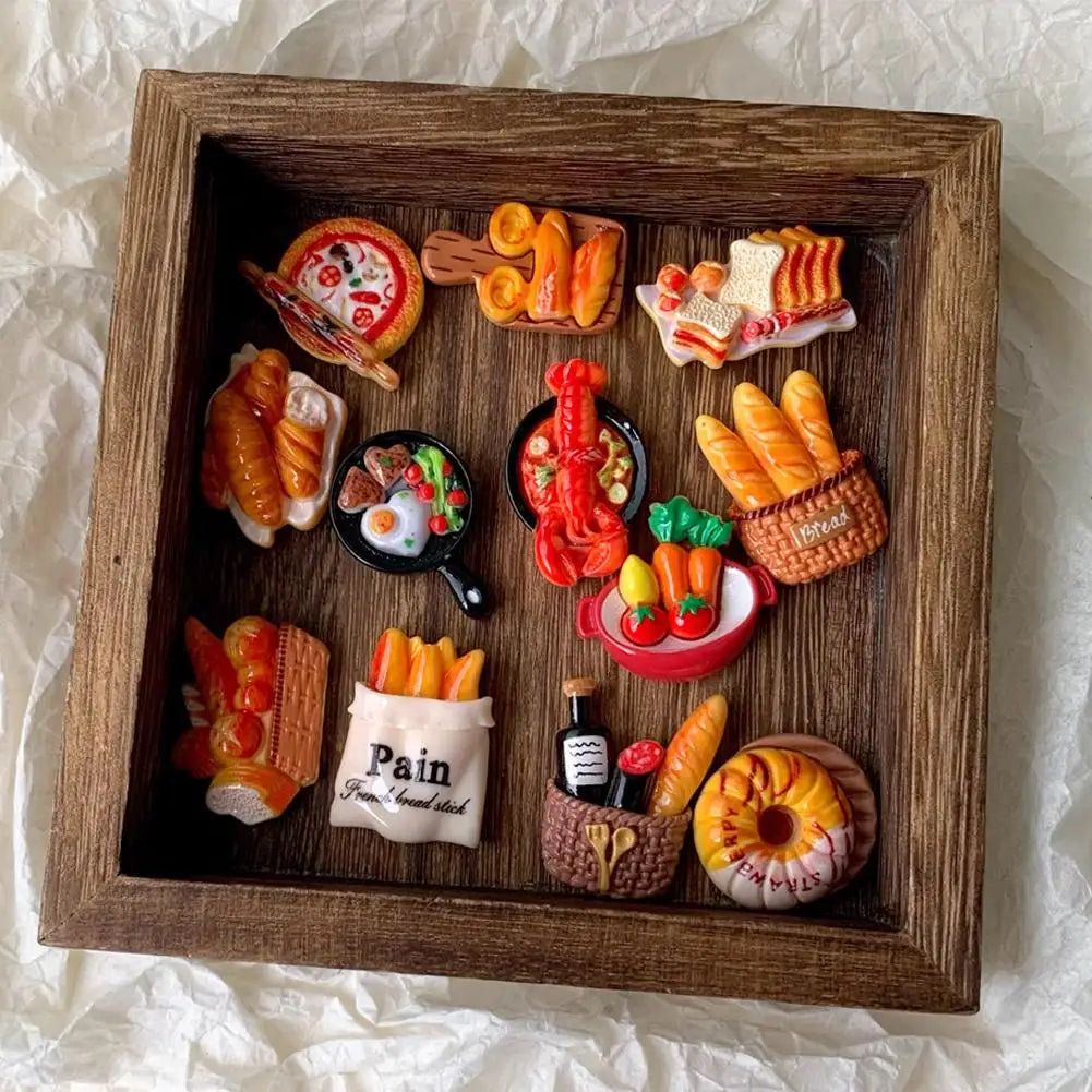 3D Resin Refrigerator Magnets Cartoon French Bread Food Fridge Decor Cute Mini Kitchen Office Ornament Vue