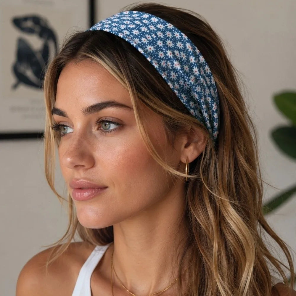Retro Polka Dot Wide Headbands Elastic Anti-slip Makeup Headband