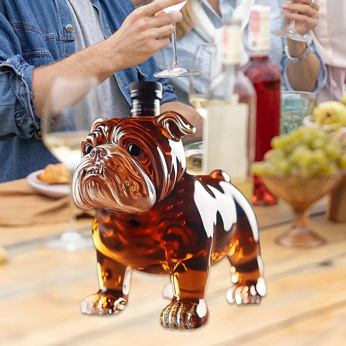 Dog Liquor Decanter Dad Husband Glass Whiskey Decanter Bottle Exquisite Bulldog Liquor Bottle Fun Home Decoration for Holidays Vue