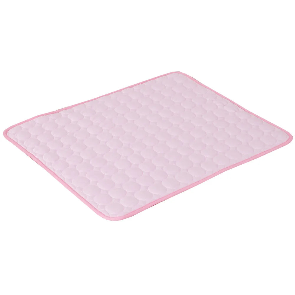 5 Sizes Pet Cooling Mat Dog Cat Sleeping Pad Cool Ice Silk Vue Pink XS (40X30cm)