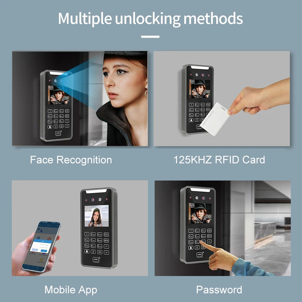 5000User 2.8Inch Touch Lcd 2MP Camera Biometric Face Recognition Wifi Access Control Employee Time Attendance Free Cloud API SDK Vue