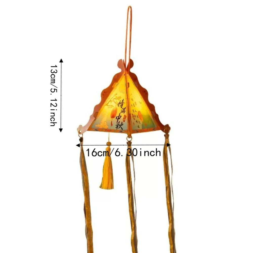 Triangular Triangle Lantern Interlocking Corner Tabs Scalloped Edges Pyramid Shape Lamp High-Transmittance Vue