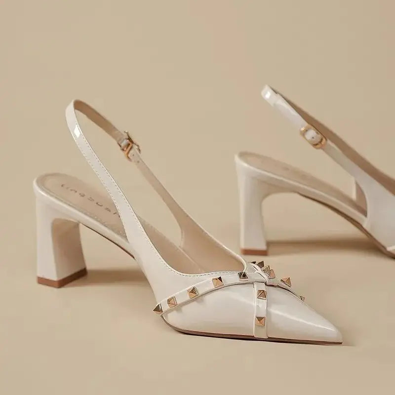 Women's Pointed Toe Slingback Pumps with Rivet Detail Heels Slingback Pumps Vue