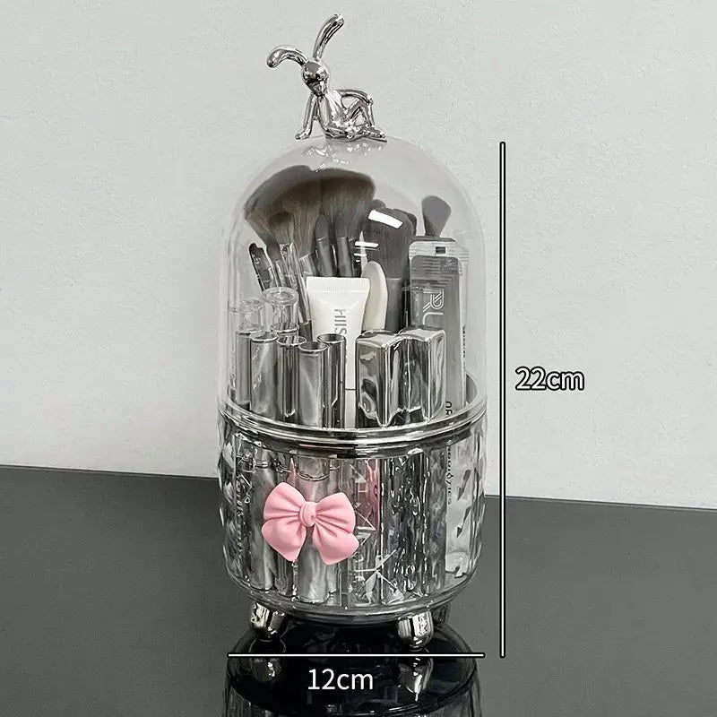 360° Rotating Makeup Brushes Organizer Clear Plastic Dustproof Cosmetic Tools Storage Box for Organizer Lipstick Makeup Brushes Vue