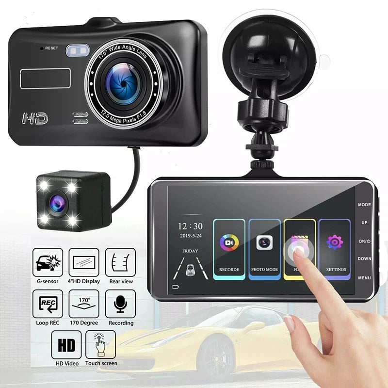 4-Inch 1080P Dual Dash Cam Touch Screen & 24H Parking Monitor Dual Dash Cam Vue