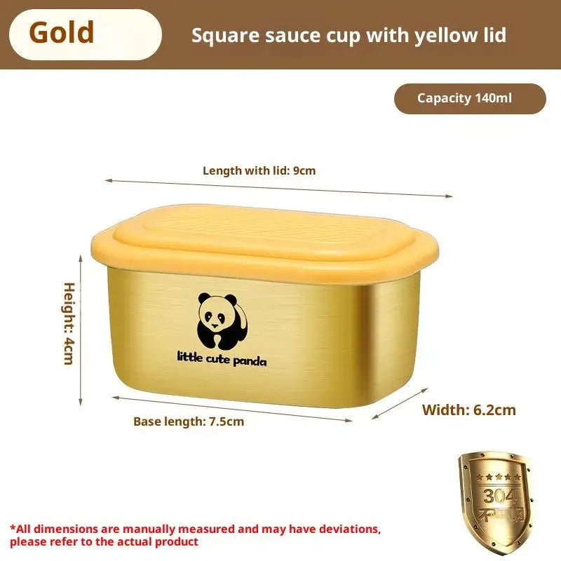 140ml With Sealed Lid Seasoning Box Leak-proof 304 Stainless Steel Sauce Cup Durable High Quality Condiment Containers〔CC11〕 Vue Gold yellow