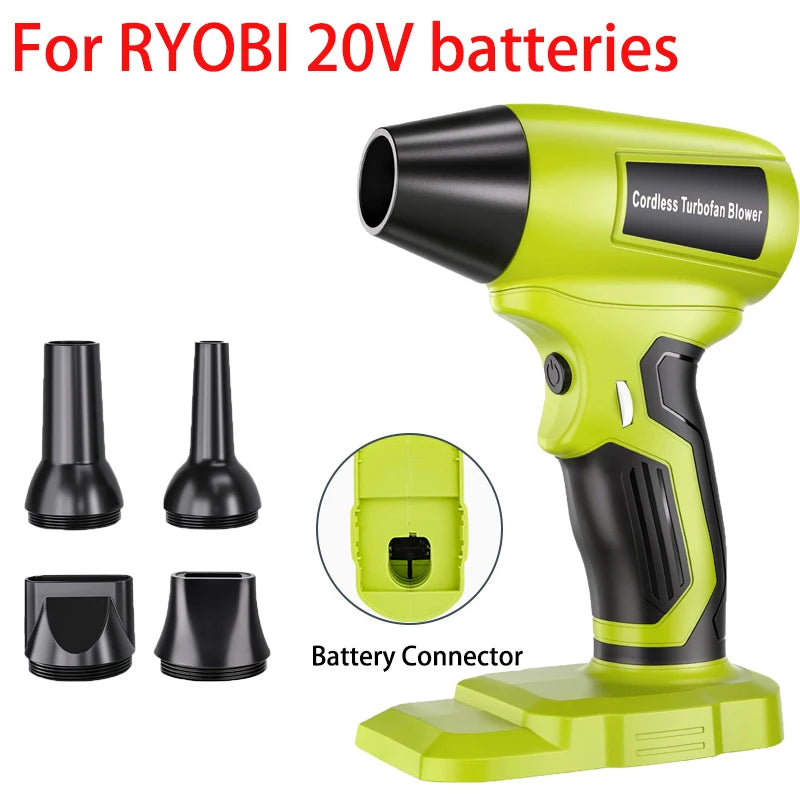 Power Tool Accessories Brushless Turbo Blower for Ryobi 18V Battery Violent Air Gun Handheld Fan Computer Keyboard Cleaning Tool Vue