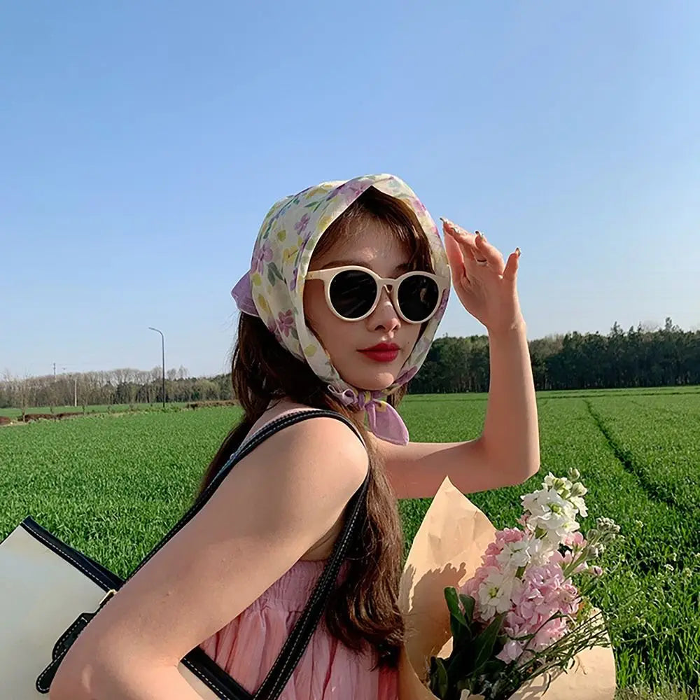 Flower Printed Headscarf Gentle INS Sun Protection Headband Towel