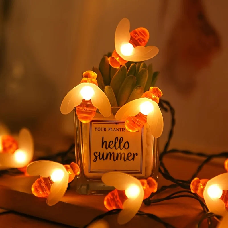 Life-Like Solar Bee Lights - 20/50 LEDs, Auto On/Off, 8 Modes for Christmas, Halloween, & Garden Glowing! Vue