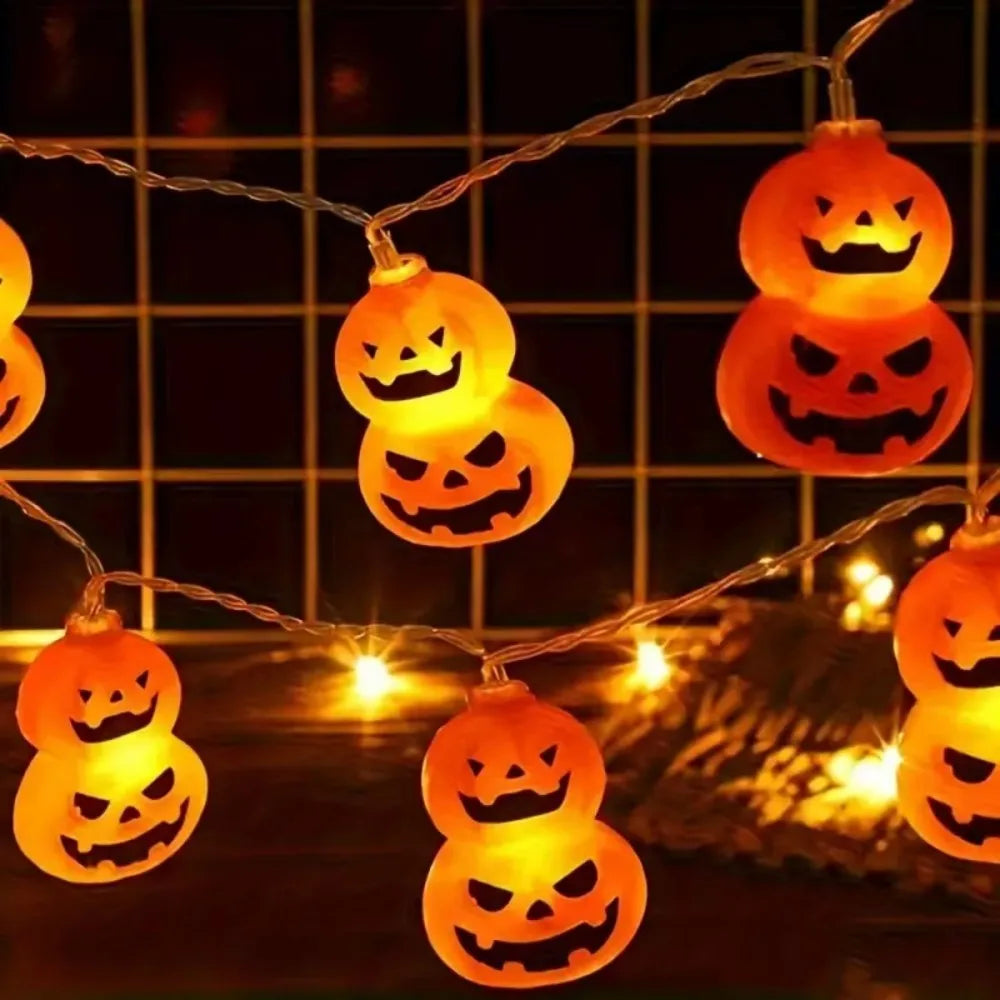 Halloween Double-Stacked Jack-O-Lantern LED String Lights, Pumpkin Lights for Indoor Outdoor Halloween Party, Yard, Home Decor Vue