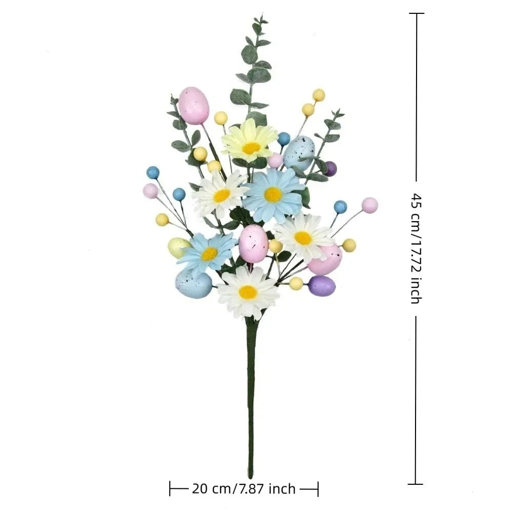 Realistic Easter Flower Bouquet Decorative DIY Artificial Berries Floral Colorful Simulated Eggs Bouquets Dining Table Vue
