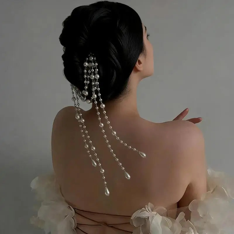 Pearl Tassel Beaded Hair Clip - Retro Elegant Versatile Pin Hair Accessory Vue