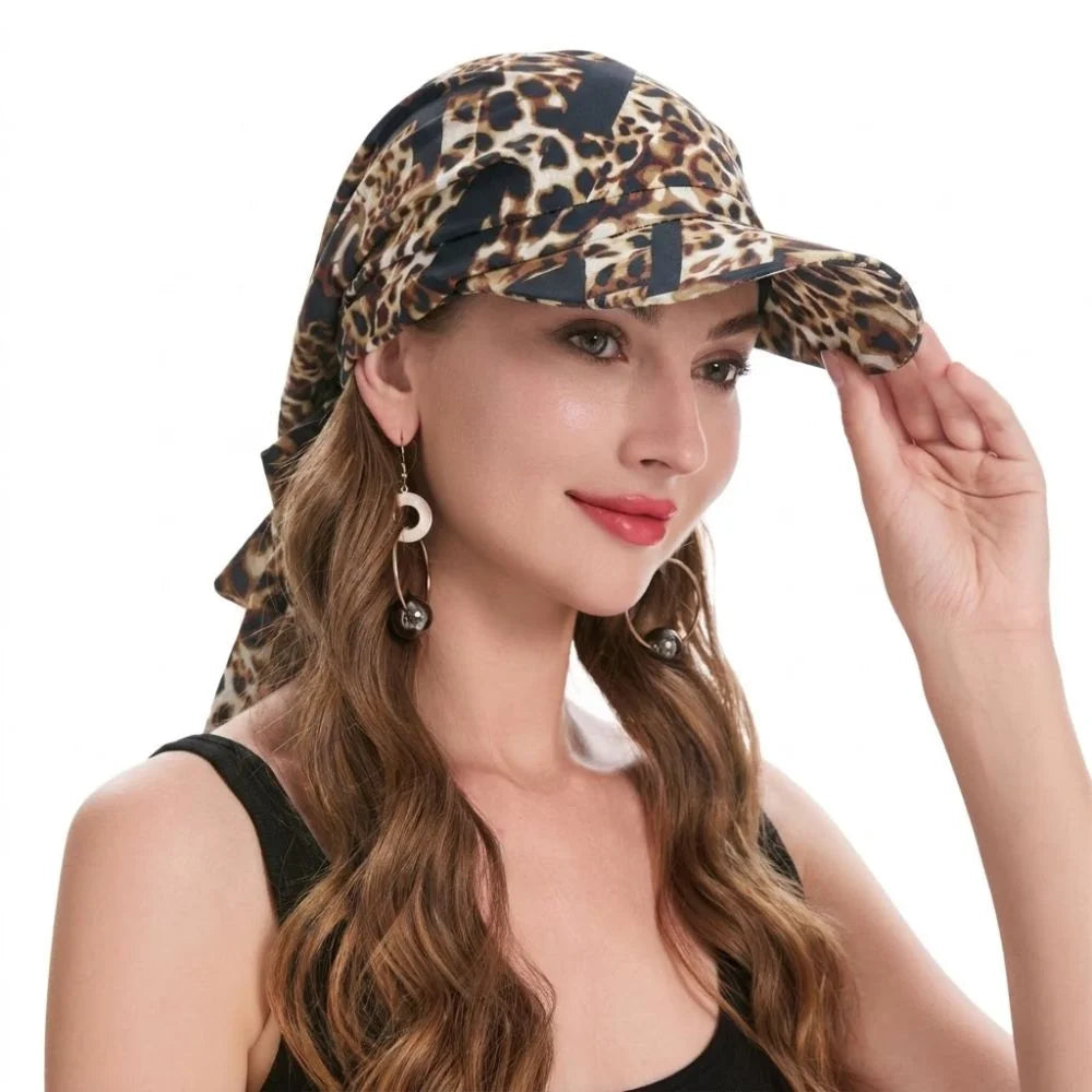 Floral Print Strapped Baseball Cap Brim Wrap Hair Summer Headscarf