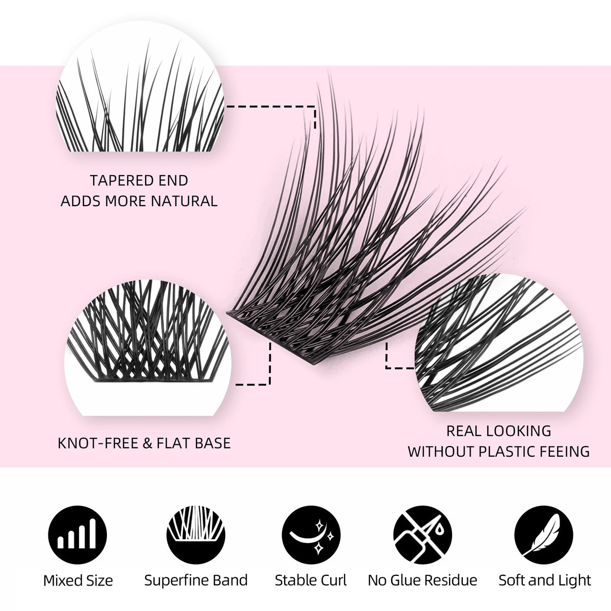 YUANZHIJIE DIY Easy-grafting Lash Extension Cosplay Premade False Eyelashes Cluster Natural Segmented Everyday Wear Eyelashes Vue
