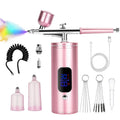 Airbrush Mini Air Compressor Kit Paint Spray Gun Portable For Nail Art Tattoo Craft Cake Pastry Painting Face Hydrating Sprayer Vue Pink2 China Mainland