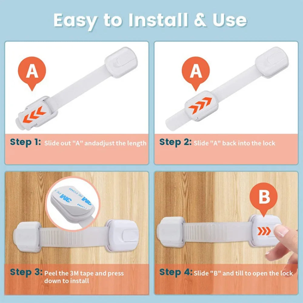 Child Safety Cabinet Lock Protector Drawer Door Cabinet Lock Plastic Protection Kids Safety Door Lock Vue
