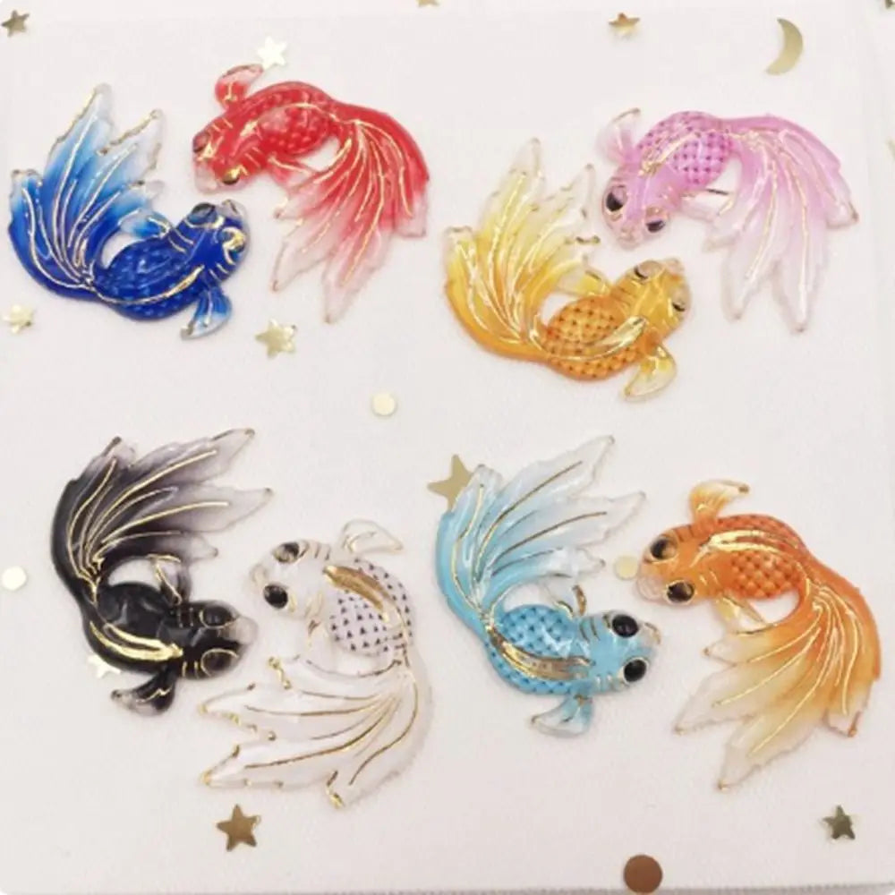 8Pcs/set Mermaid Tail Accessories DIY Goldfish Miniatures Mini Resin Goldfish Micro-landscape Colorful Handmade Wedding Vue