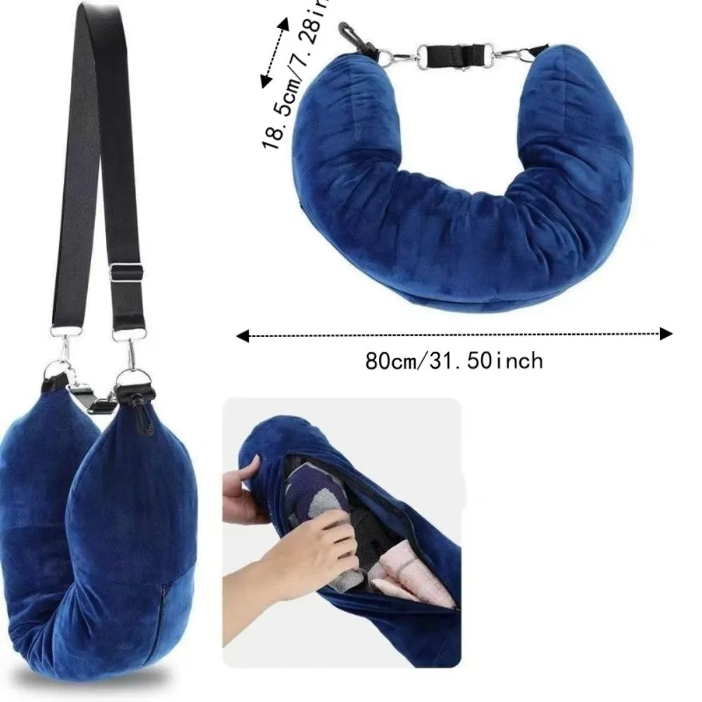 Fillable Design Travel U-Shaped Pillow Foldable Multi-functional U-Shaped Pillowcase Space-Saving Storage Pillow Outdoor Use Vue