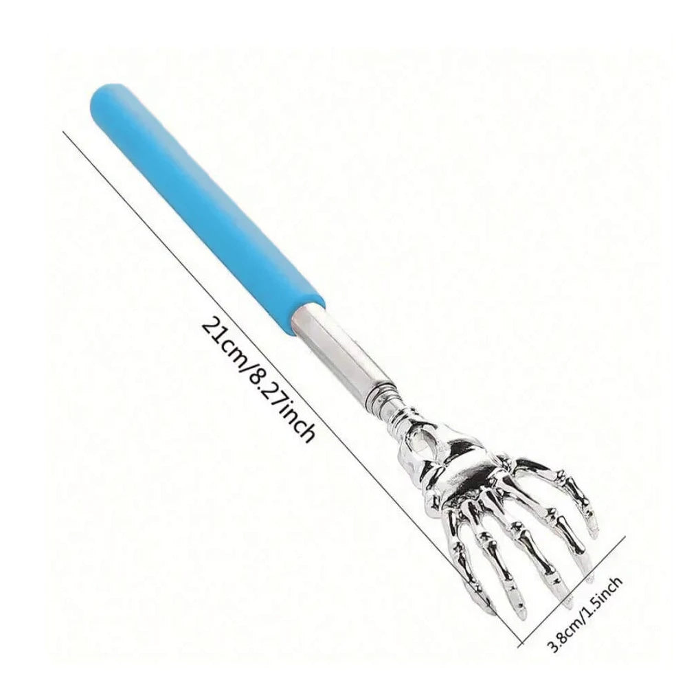 Portable Telescoping Stainless Steel Back Scratcher Rubber Grip Handle Anti-Itch Relief Body Massager Relaxation Xmas Present Vue Blue
