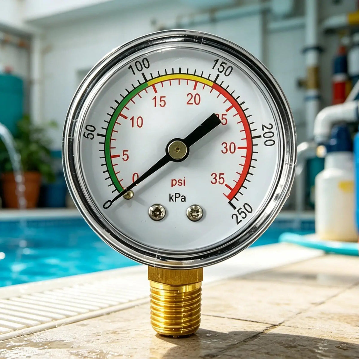 0-35 PSI Pool Pressure Gauge, Accurate Easy-Read Color Dial, Durable Replacement for Pool Filter Spa Hot Tub Water Pump Vue
