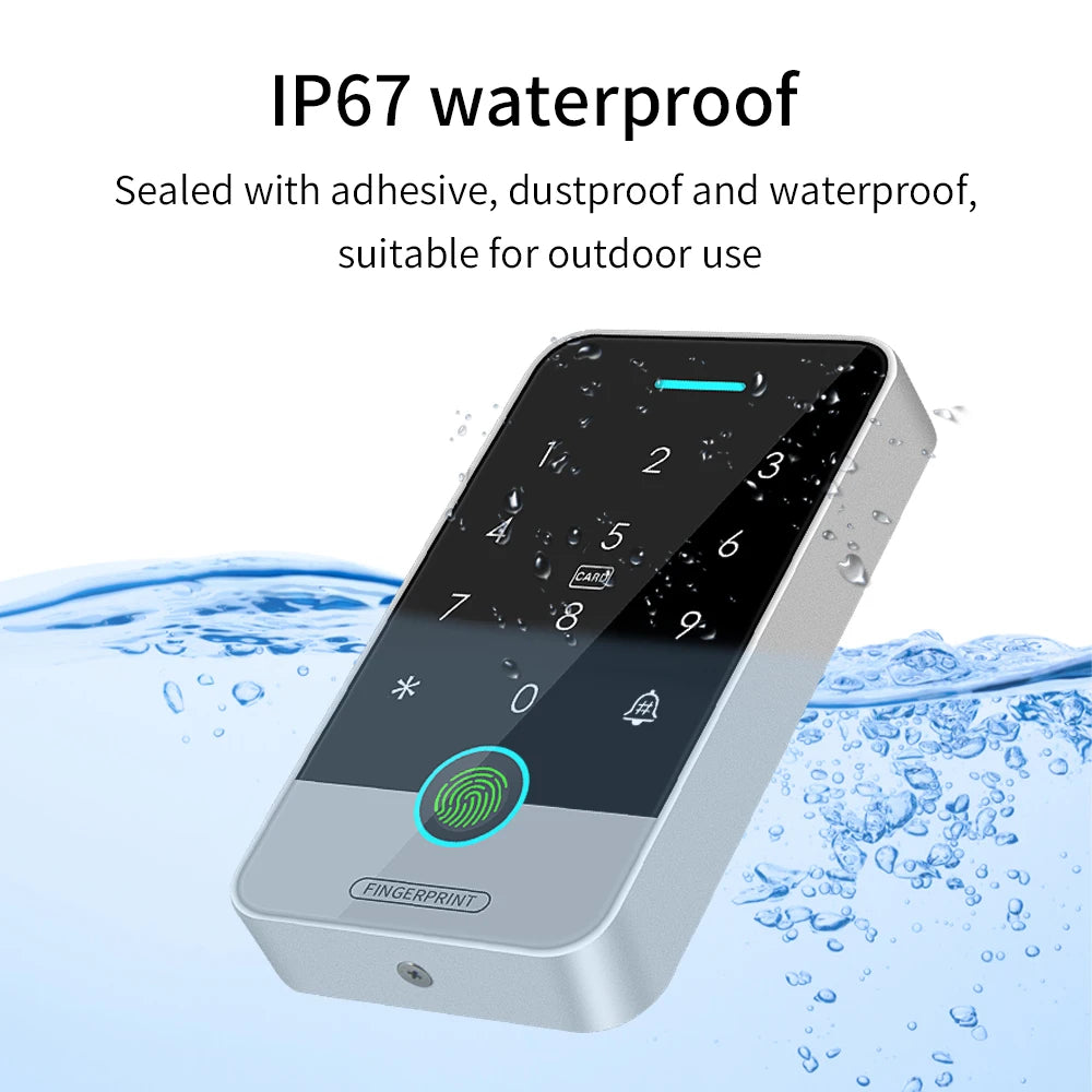 Fingerprint access control controller independent RFID touch keyboard 13.56Mhz door opening system waterproof support Tuya app Vue