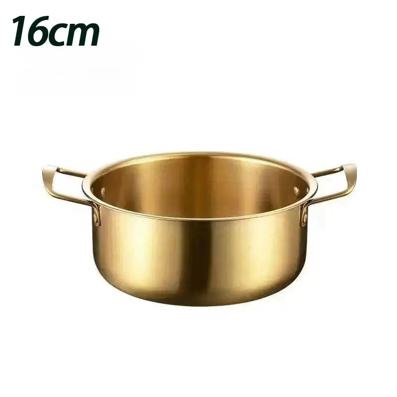 Korean Ramen Pot Stainless Steel Lid Soup Gold Plated Double Ear Vue A