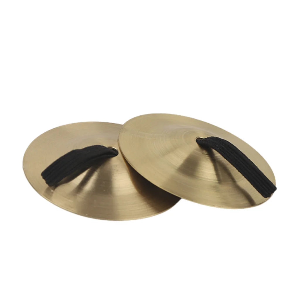 2Pcs Portable Finger Cymbal Traditional Professional Percussion Instrument Golden/Silver Mini Finger Dial Pads Vue Gold Copper