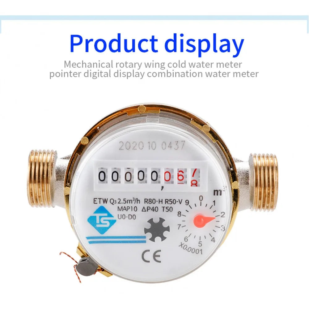 15mm 1/2 Inch Smart Water Flow Meter Read of Cubic Flow Meter 360 Adjustable Rotary Counter Water Measuring Meter for Garden Vue