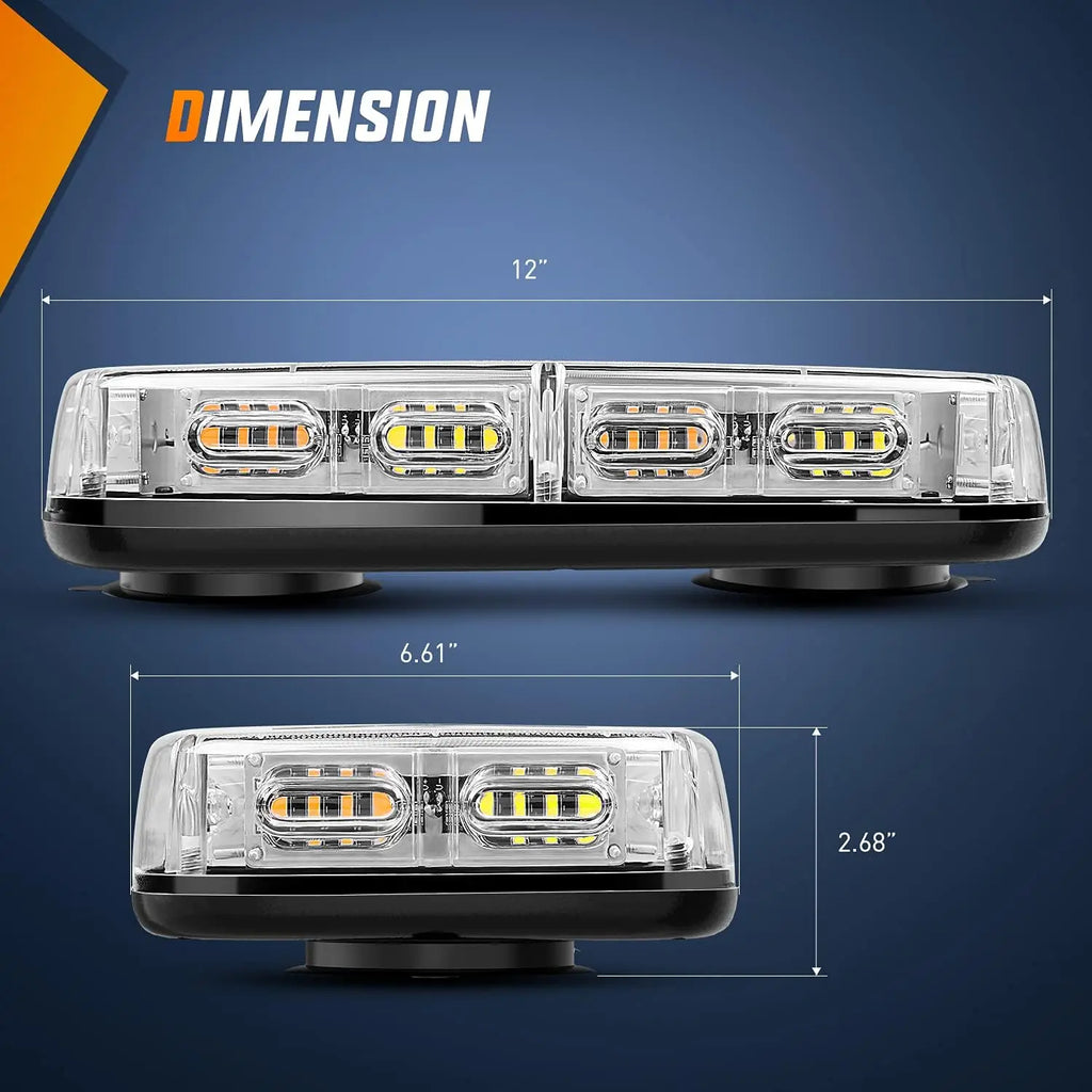 Nilight 2PCS 12" Roof Top Strobe Lights 48LED Flashing Hazard Emergency Safety Warning Magnetic Mount 12V 24V Cars Trucks Vue