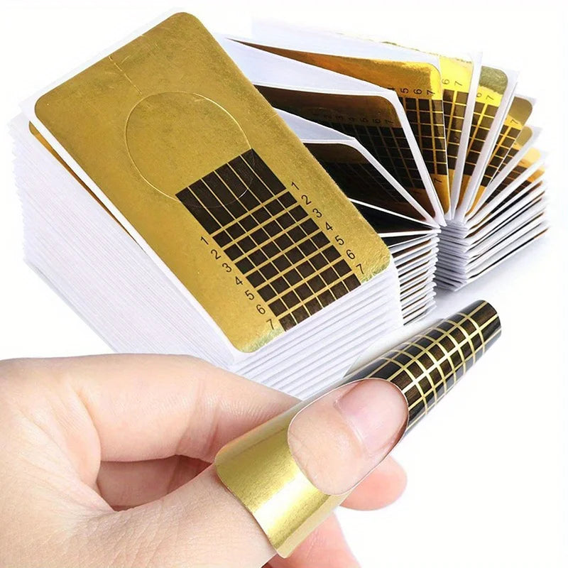 100 pieces square gold nail paper holders phototherapy nail crystal nail extension paper holders Vue YC3