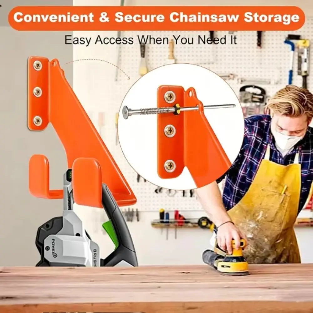 Wall Mount Heavy-Duty Chainsaw Hook Rust-Proof Anti-Slip Hooks Chainsaw Hanger Space-Saving Metal Garage Storage Rack Power Tool Vue