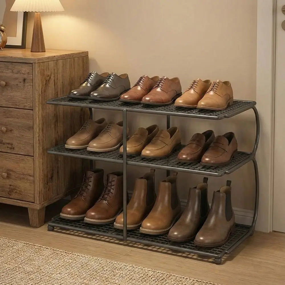 Durable Large Capacity Metal Shoe Rack Space Saving Iron Multi-layer Shoe Rack Simple Kitchen Shelf Bedroom Vue