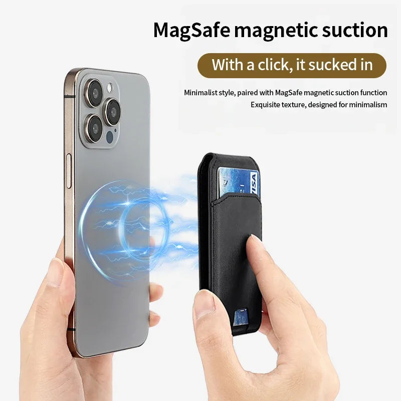 Luxury For Magsafe Magnetic Leather Wallet Holder Case For iPhone 16 15 14 13 12 Pro Max Card Holder Phone Bag Cover Accessories Vue
