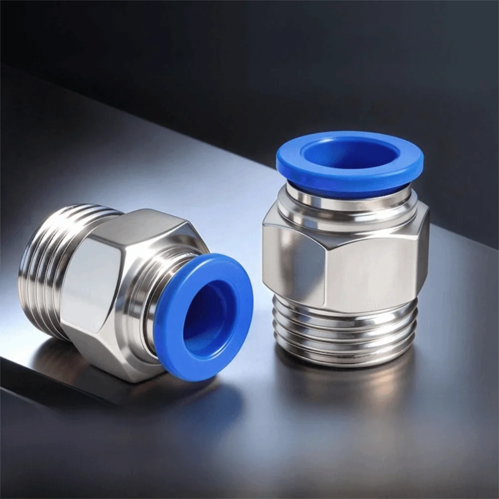 100pcs/bag Nickel Plated Iron Quick Connect Fitting Wear Resistance Rustproof Pneumatic Tube Connector Long Term Use Vue