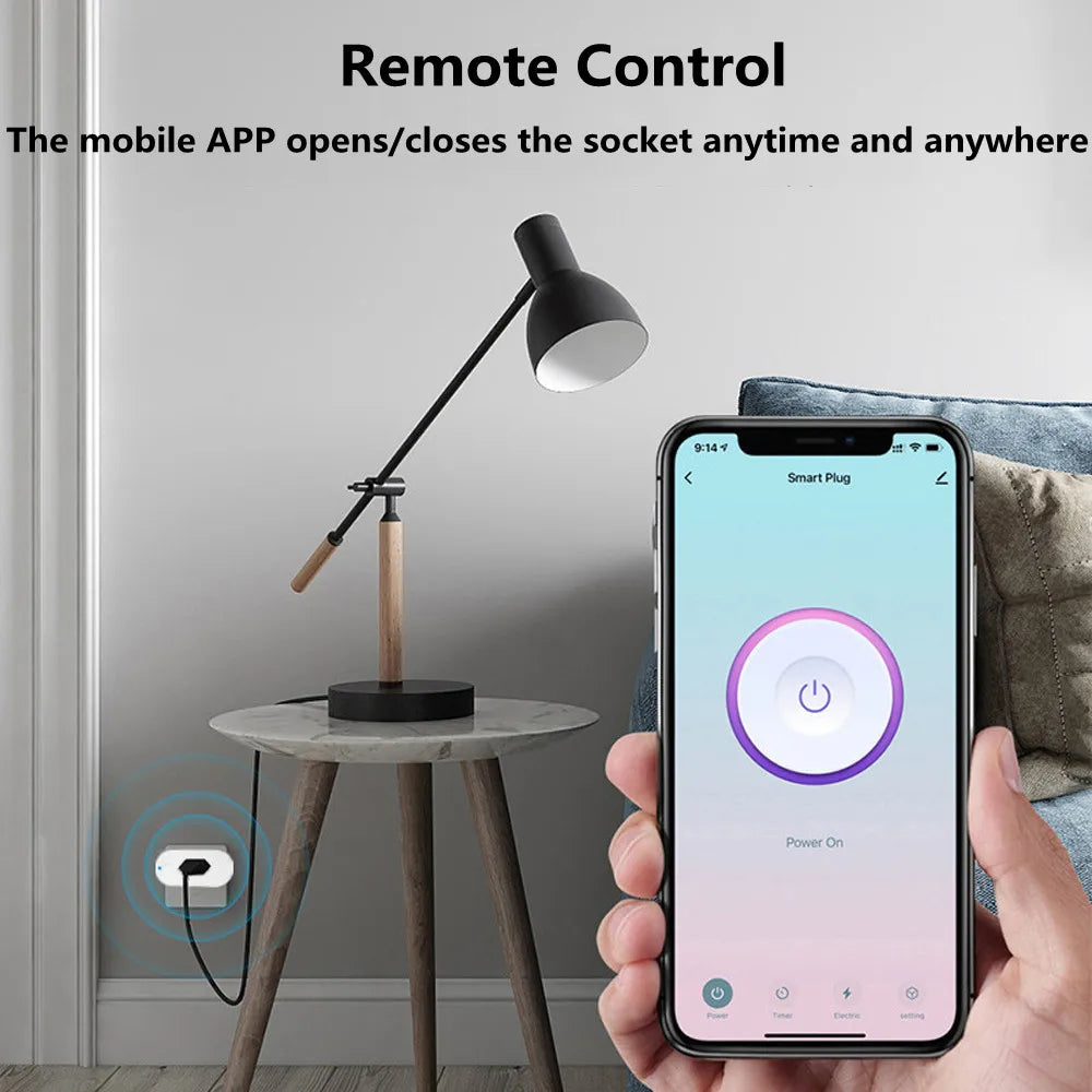 Tuya App Remote Control Smart WiFi Plug 16A Voice Control Timing Switch Smart Socket Wireless Remote Control Plug Smart Life Vue