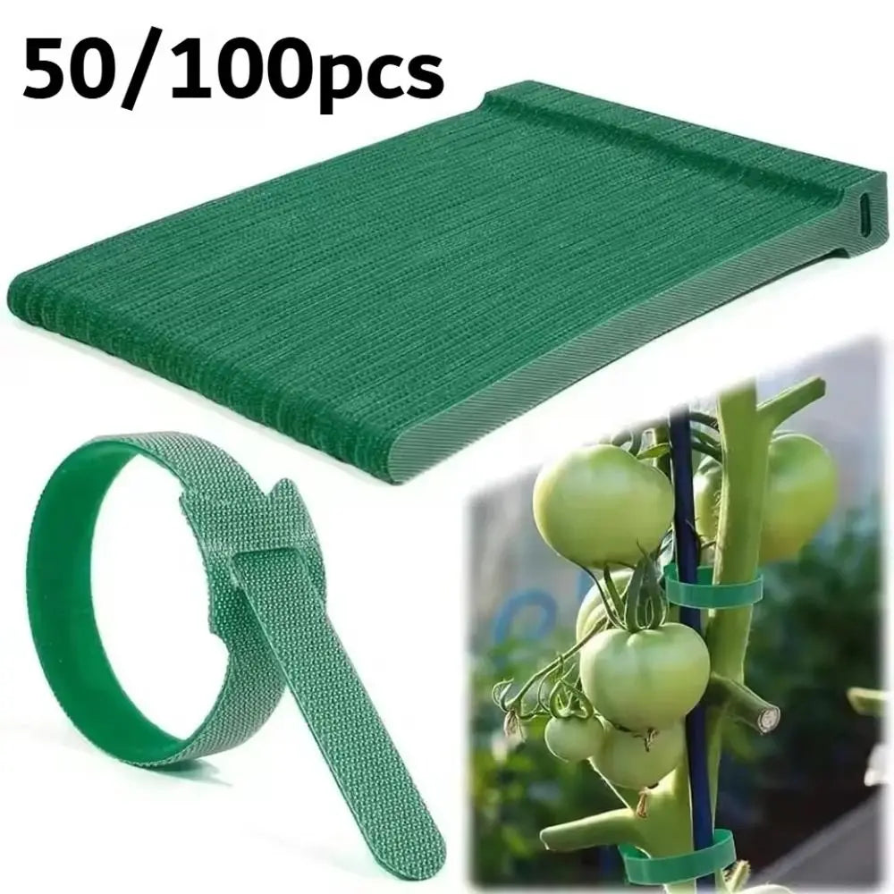 50 Nylon Hook Loop Cable Ties Reusable Flexible Plant Adjustable Vue