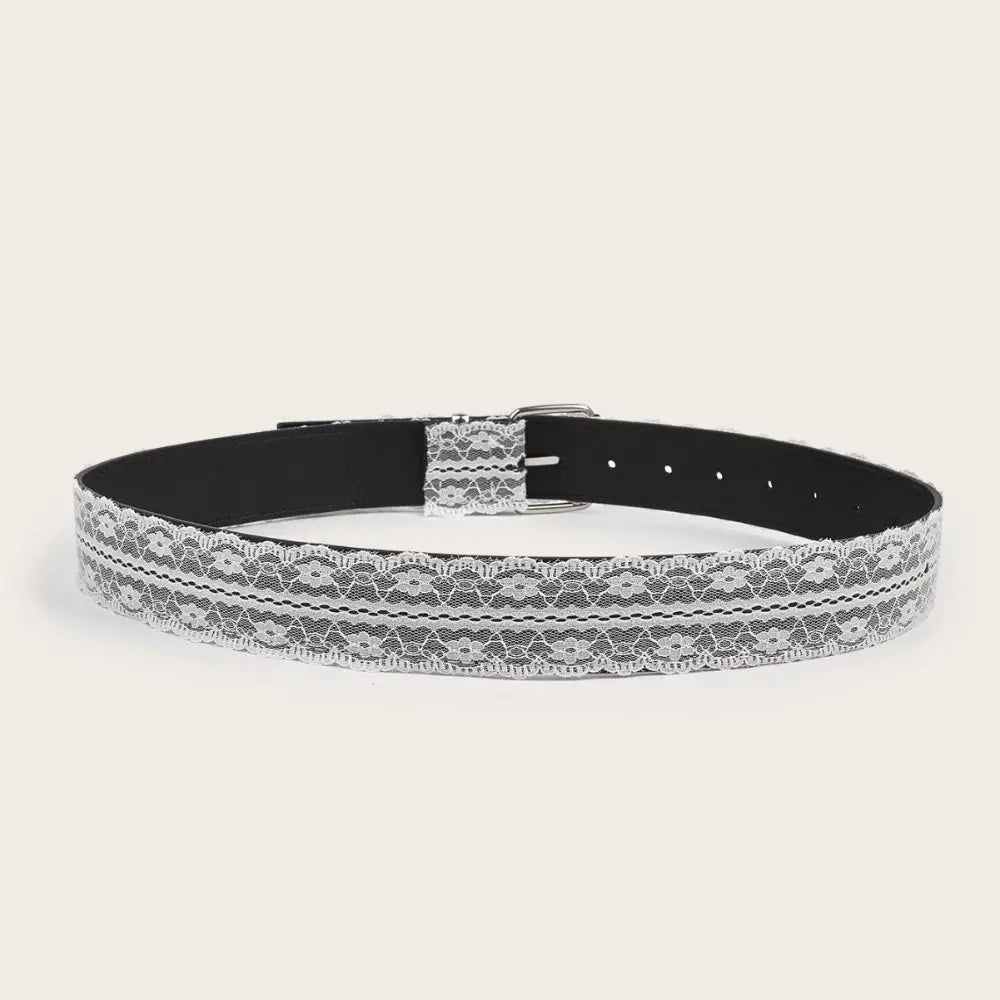 Beautiful Lace Waist Belt White Floral Leather Casual Strap Decor
