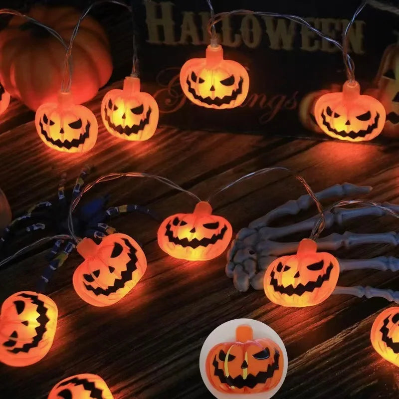 2025 Halloween Spider Led String Lights Pumpkin Skeleton Ornaments Decoration Lights Battery USB Powered Indoor Lights 1006 Vue