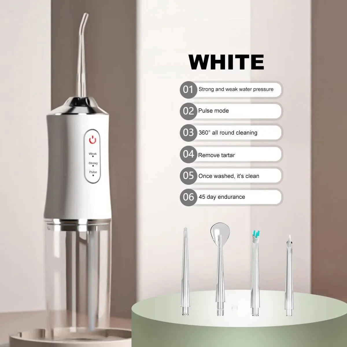 Hugebreen Electric Water Flosser Oral Irrigator – 4 Tips Electric Water Flosser Vue