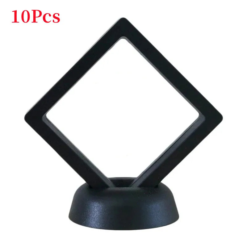 10pcs Square 3D Floating Jewelry Coin Shells Gems Minerals Rocks Specimen Display Frame Holder Box Case Stand Home Decoration Vue 10Pcs-black 9x9x2cm